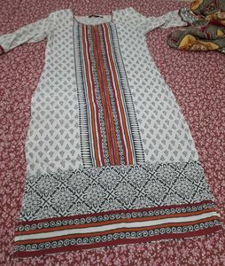 Self Print Kurti Cotton Long Office College Wear