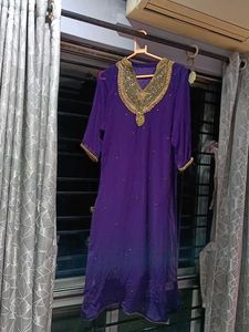 Purple Kurta With Dupatta For Party Wear