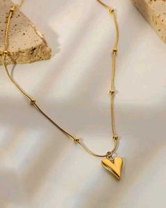 Korean Anti - Tarnish Golden Heart Chain Necklace♥
