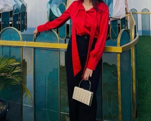 Red Satin Shirt Premium