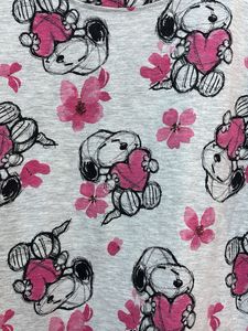 Grey Cute Snoopy Print Tee