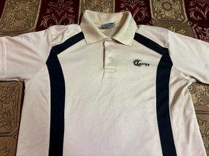 Beige Polo T-Shirt with Black Side Panels | Cool