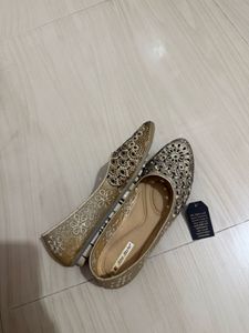 She Style Gold Embellished Flats