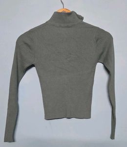 Olive Ribbed Knit Top