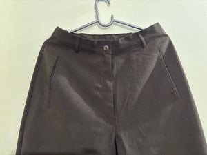 Set of Wide Leg Trousers Grey and brown
