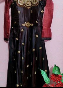 Elegant Maroon Embroidered Gown