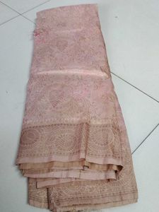 Golden pink soft silk saree