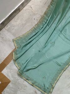 Sea Green Saree with Delicate Lace