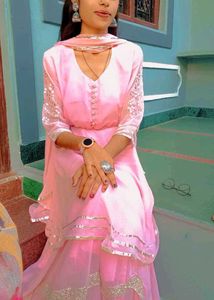 Baby Pink Three Piece Dress With Very Soft Cloth