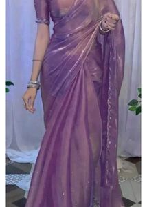 Elegant Lavender Shimmer Saree