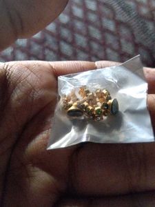 Green &amp; Gold Beaded Ring Set