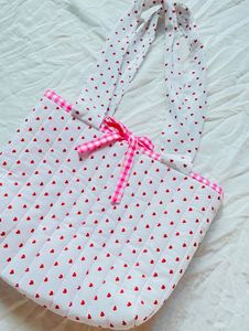 Heart Print Quilted Tote Bag🌸🎀