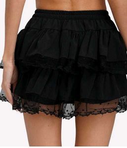 Tiered Black Lace Skirt