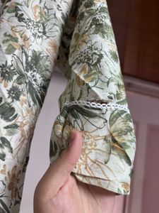 Green Botanical Print Kurta + Dupatta
