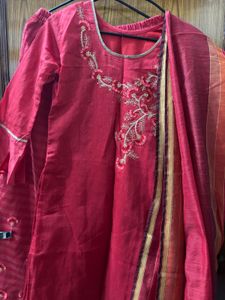 Red co ord set with dupatta