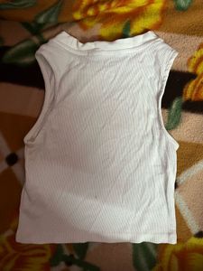 White Sleeveless Crop Top