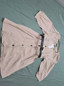 Chic Beige Shirt Dress with Belt