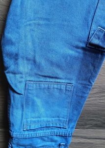 Blue Wide Leg Cargo Jeans
