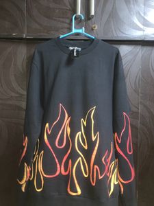 Mens Black Fire Trendy Sweatshirt