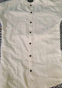 White Mandarin Collar Shirt