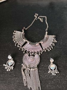 Boho Silver Statement Necklace