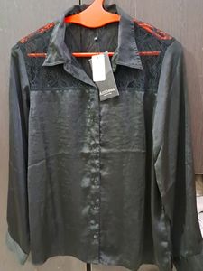 Beautiful Black Satin Shirt