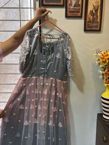 Elegant Grey Embroidered Dress