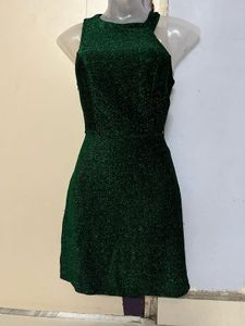 Emerald Green Glitter Mini Dress