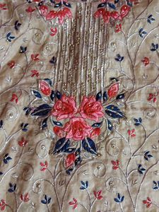 Elegant Embroidered Ethnic Suit – Beige with Flora