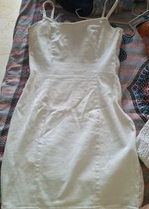 H&amp;M White Denim Bodycon Dress