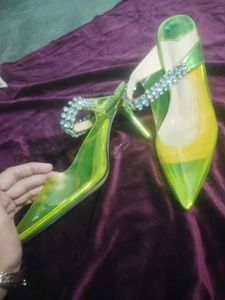 yellow Heels with Rhinestones
