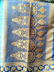 Elegant Blue &amp; Gold Saree