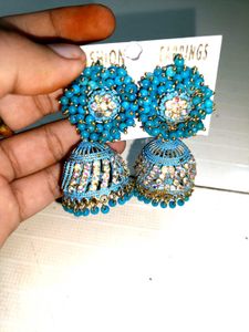 Blue Jhumka Earrings