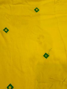 Yellow Green Thread Work Gown