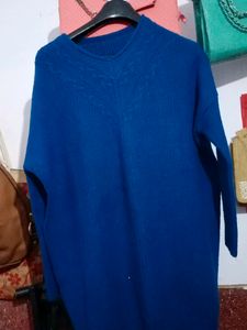 teal color beautiful long sweater