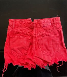 Red Denim Shorts