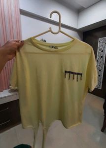 Yellow Graphic Tie-Bottom Tee