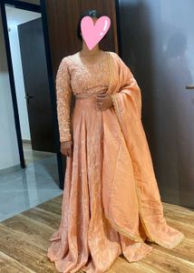 Elegant Peach Anarkali Gown