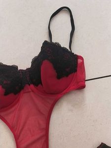 L Red &amp; Black Teddy Lingerie