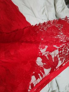 Elegant Red Lace Dupatta
