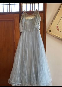 Sea Green Dress With Stones