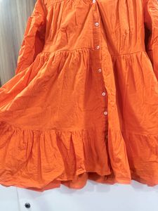 Orange Babydoll Mini Dress