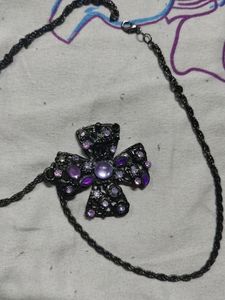 Purple Stone Chain Necklace
