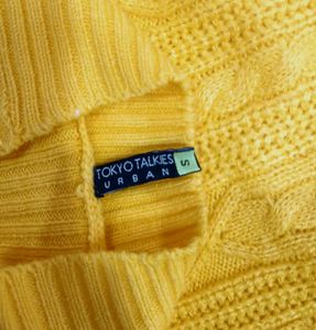 Mustard Cable Knit Acrylic pullover