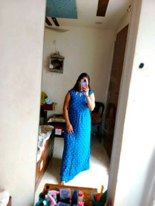 Blue Polka Dot Maxi Dress