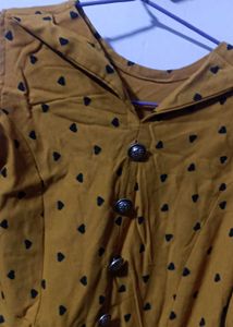 Mustard Yellow Heart Print Dress