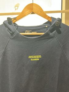 Navy Graphic Hoodie - &#39;Illusion&#39; Text