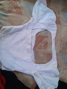 White Crop Top, With Window Back Cut