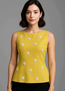 Chic Yellow Embellished Corset Top