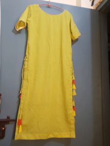 Kurti Yellow Colour, Pea Green 👌